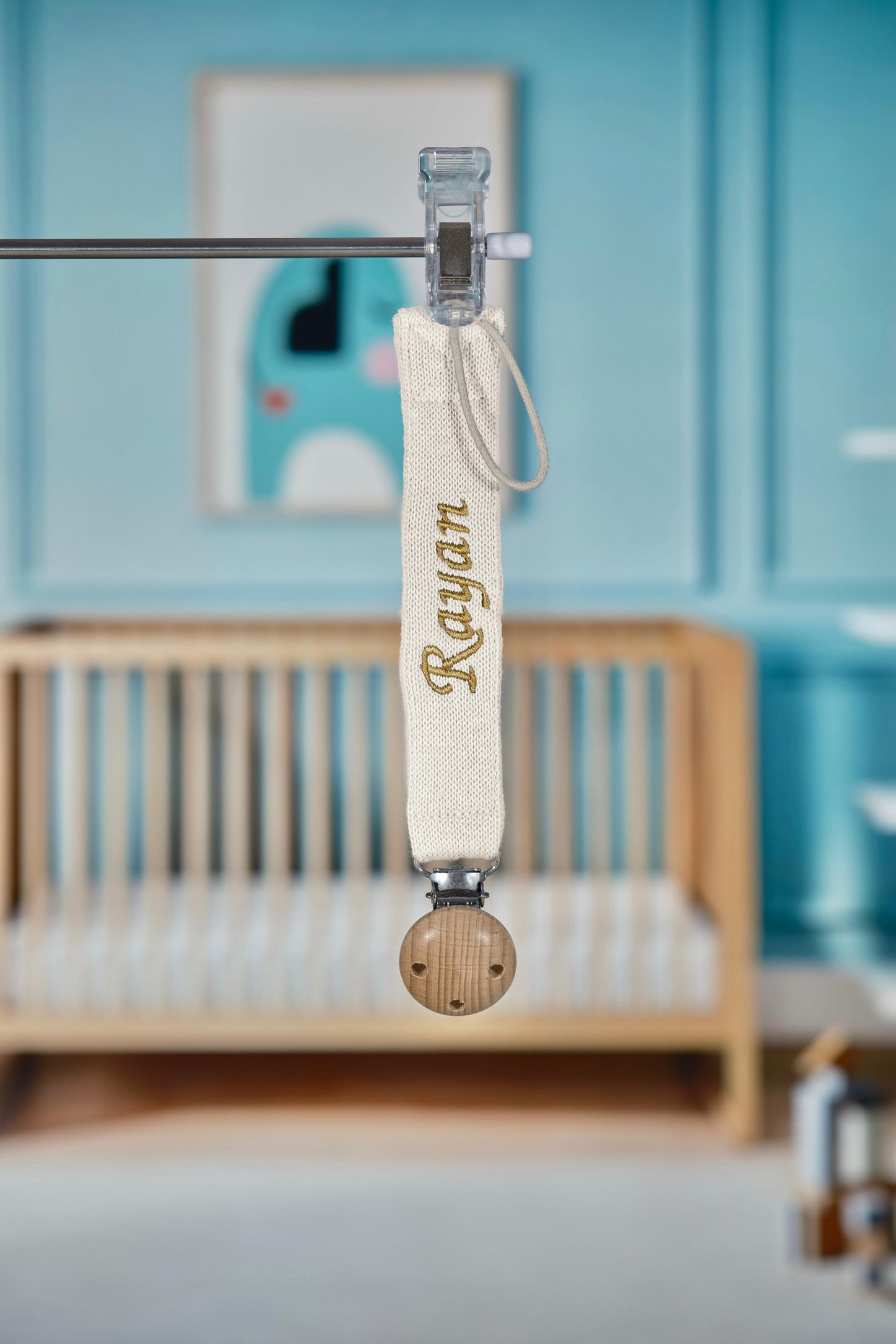 Speenkoord met naam | Knitted Beige