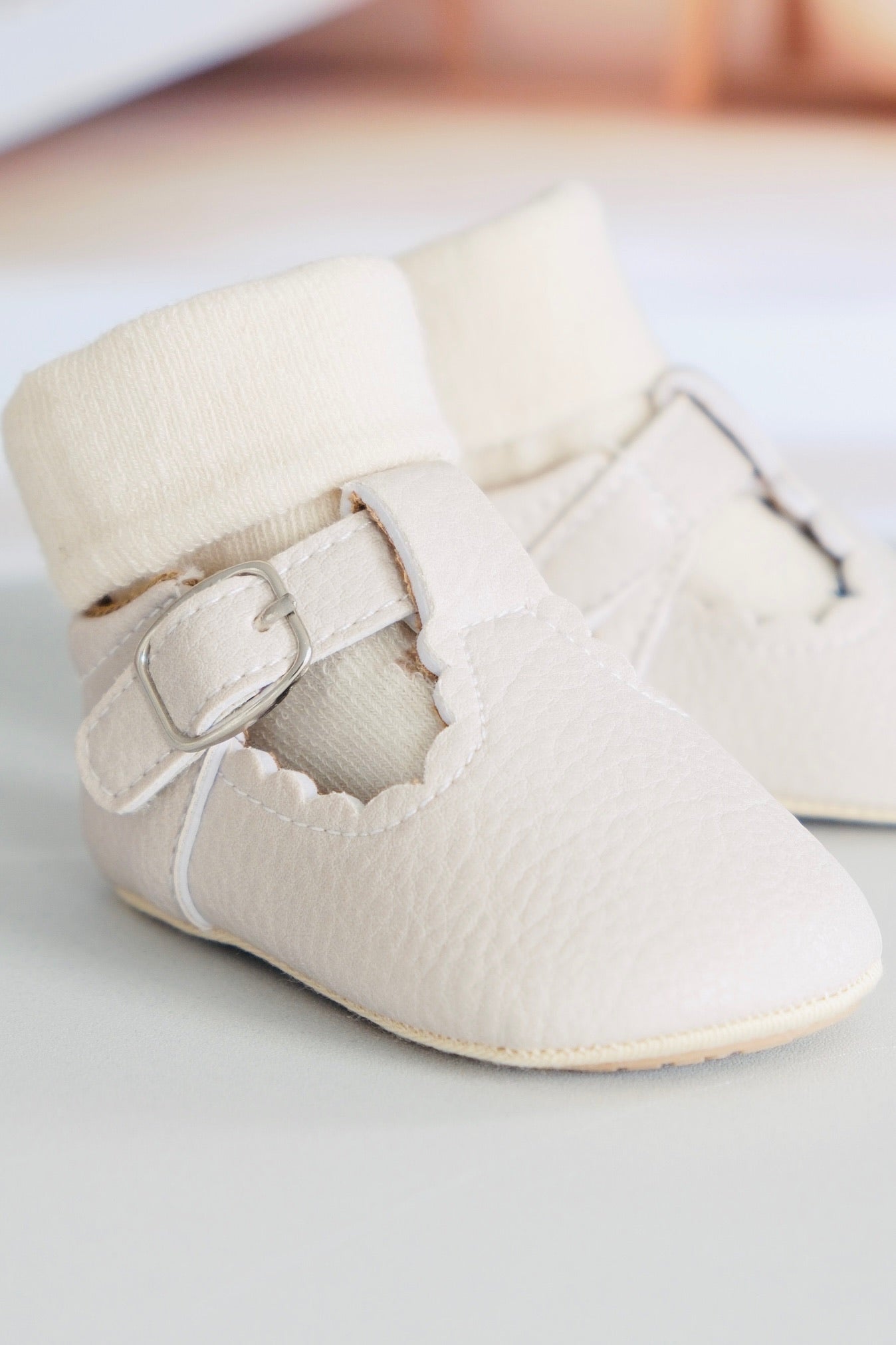 Leren schoentjes Issa | Beige