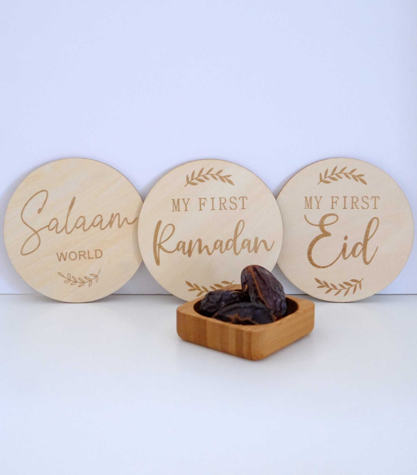 Houten bordjes set | Salaam + Ramadan + Eid