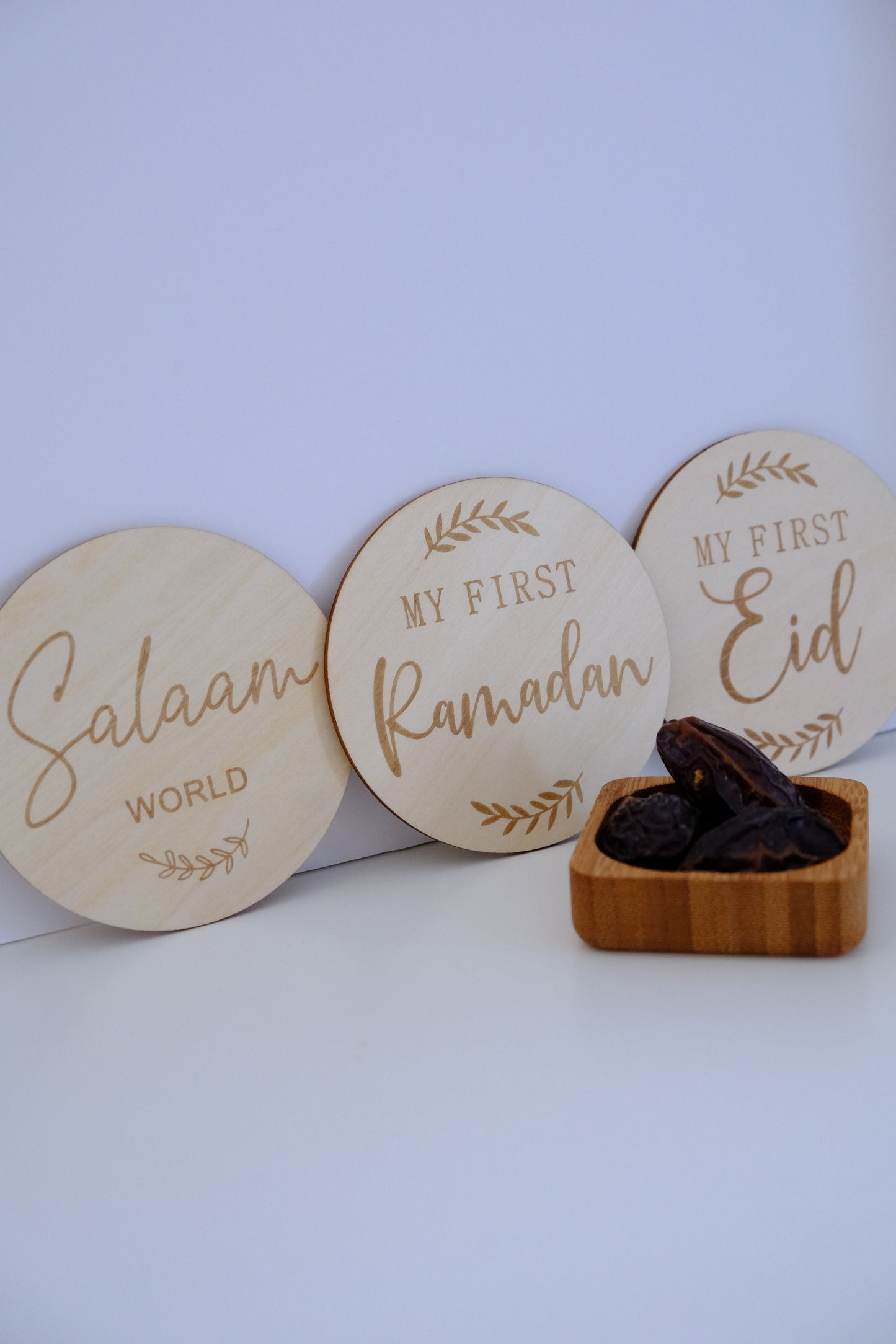 Houten bordjes set | Salaam + Ramadan + Eid